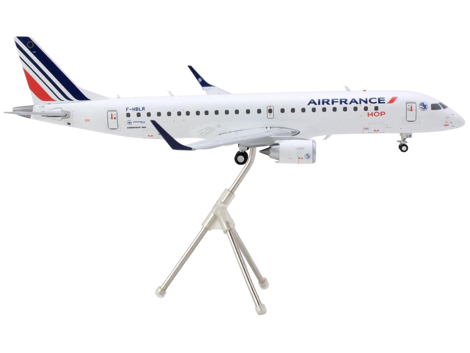 Embraer ERJ-190 Commercial Aircraft "Air France Hop" (F-HBLN) White with Striped Tail "Gemini 200" Series 1/200 Diecast Model Airplane by GeminiJets-DiecastModeler.com