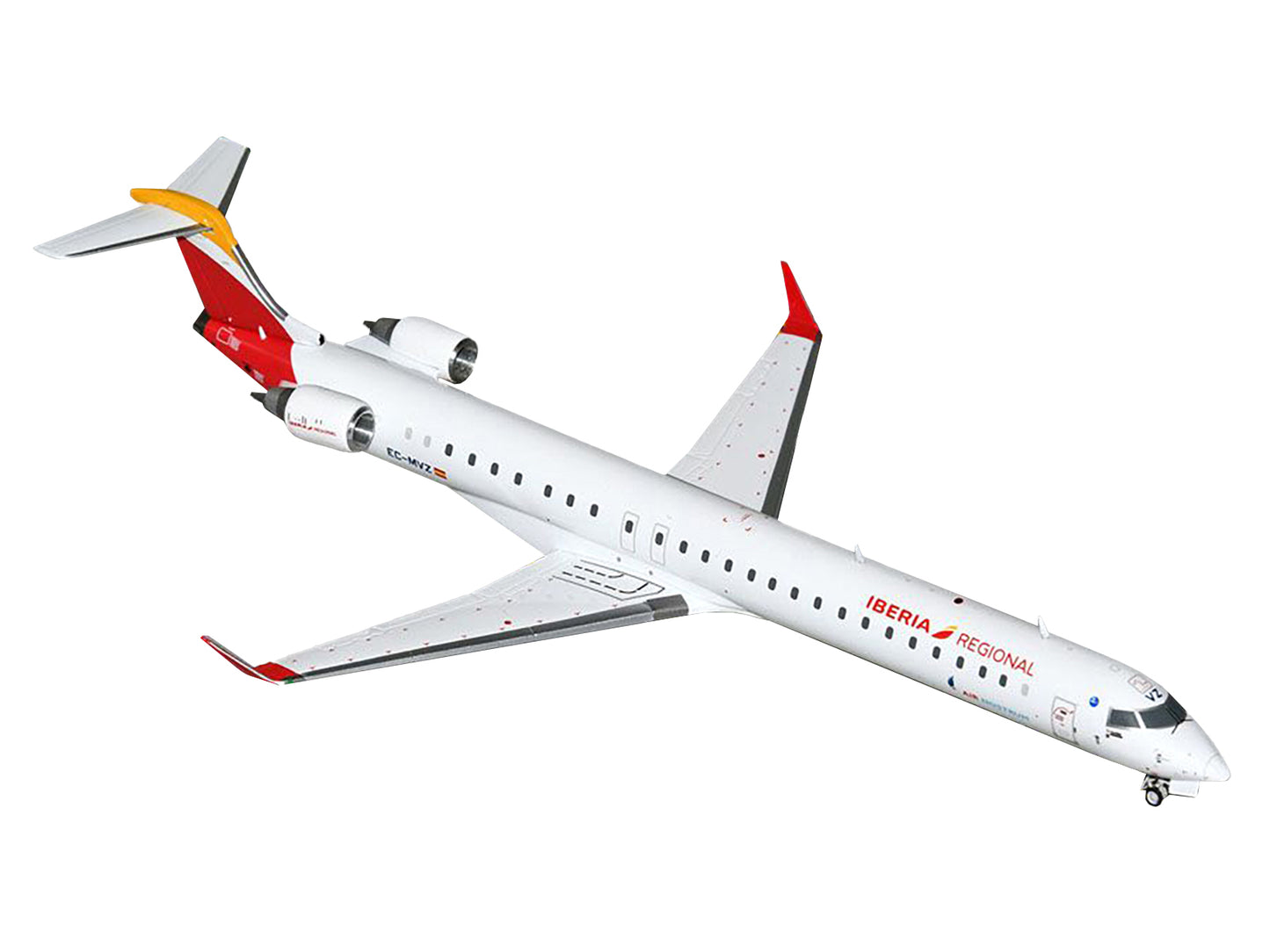 Bombardier CRJ1000 Commercial Aircraft "Iberia Regional" (EC-MVZ) White with Red Tail "Gemini 200" Series 1/200 Diecast Model Airplane by GeminiJets-DiecastModeler.com