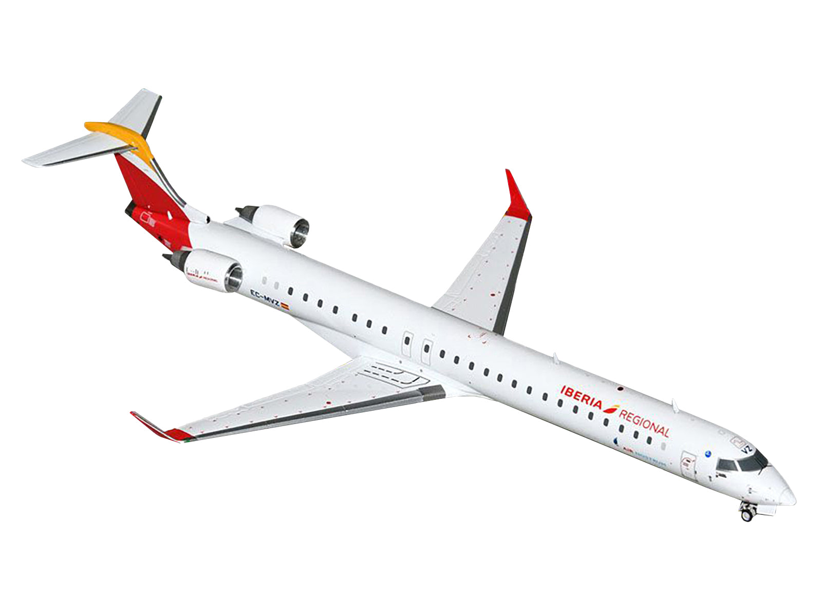Bombardier CRJ1000 Commercial Aircraft "Iberia Regional" (EC-MVZ) White with Red Tail "Gemini 200" Series 1/200 Diecast Model Airplane by GeminiJets-DiecastModeler.com