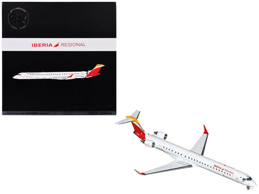 Bombardier CRJ1000 Commercial Aircraft "Iberia Regional" (EC-MVZ) White with Red Tail "Gemini 200" Series 1/200 Diecast Model Airplane by GeminiJets-DiecastModeler.com