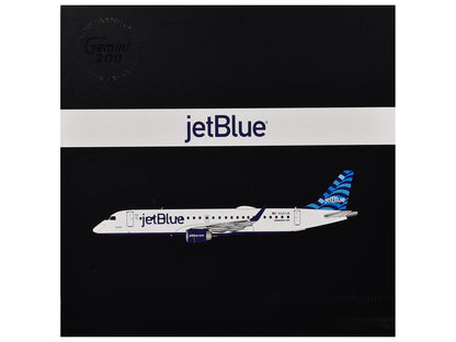 Embraer ERJ-190 Commercial Aircraft "JetBlue Airways" (N323JB) White with Blue Striped Tail "Gemini 200" Series 1/200 Diecast Model Airplane by GeminiJets-DiecastModeler.com