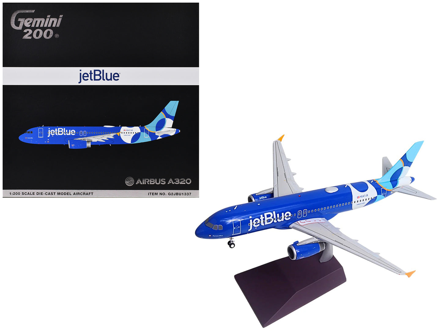 Airbus A320 Commercial Aircraft "JetBlue Airways - Forever Blue" (N547JB) Blue with Graphics "Gemini 200" Series 1/200 Diecast Model Airplane by GeminiJets