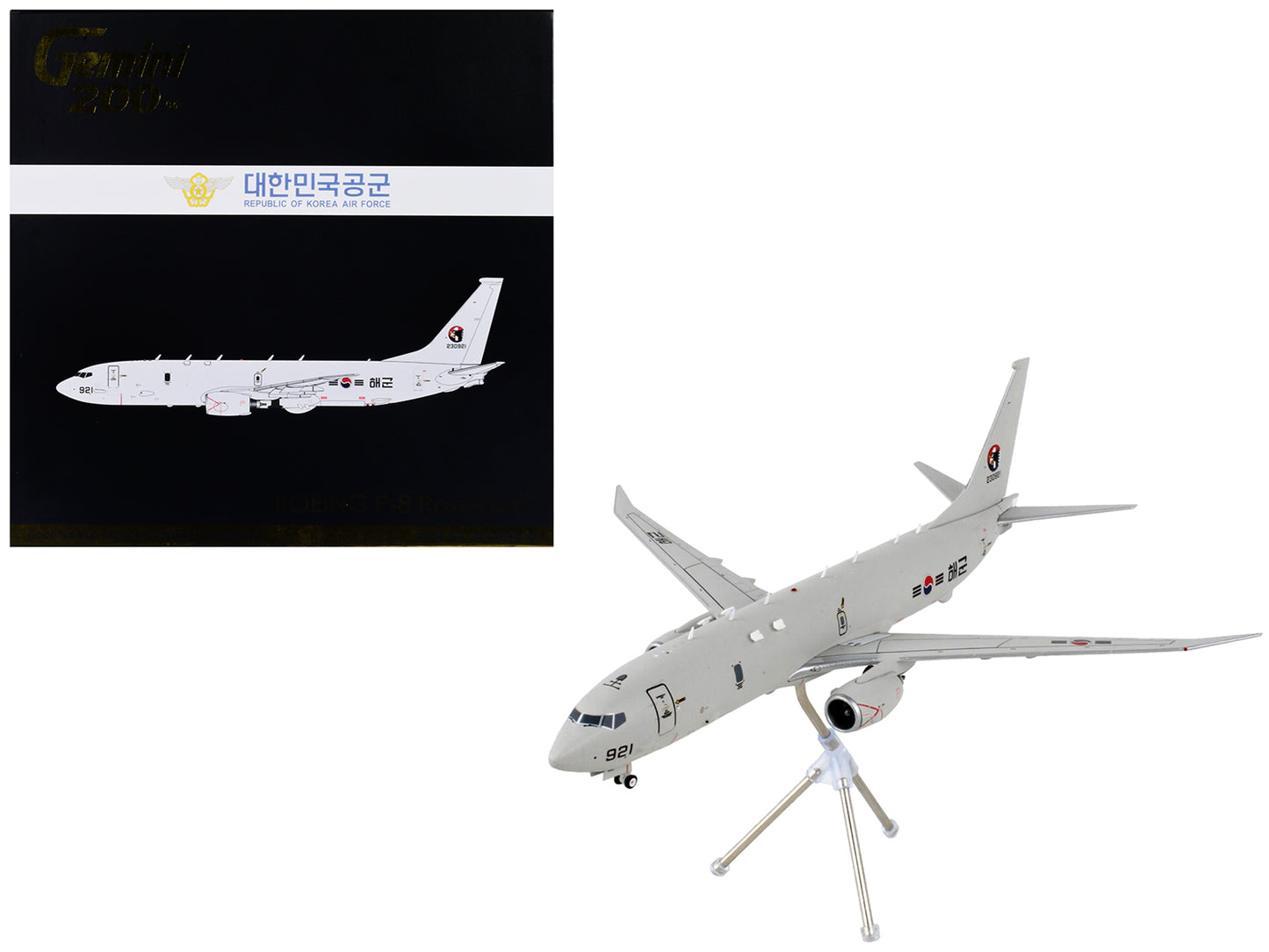 Boeing P-8 Poseidon Patrol Aircraft "Republic of Korea Air Force" Gray "Gemini 200" Series 1/200 Diecast Model Airplane by GeminiJets-DiecastModeler.com