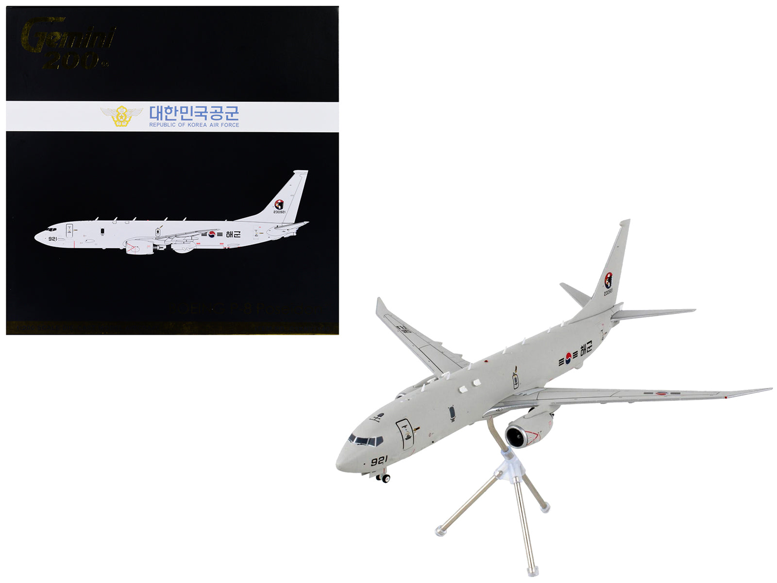 Boeing P-8 Poseidon Patrol Aircraft "Republic of Korea Air Force" Gray "Gemini 200" Series 1/200 Diecast Model Airplane by GeminiJets-DiecastModeler.com