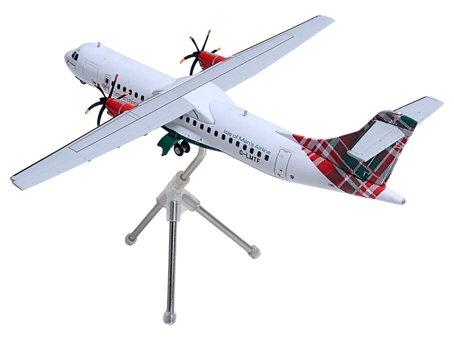 ATR 72-600 Commercial Aircraft "Loganair - Isle of Man's Airline" (G-LMTF) White with Green and Red Plaid Tail "Gemini 200" Series 1/200 Diecast Model Airplane by GeminiJets