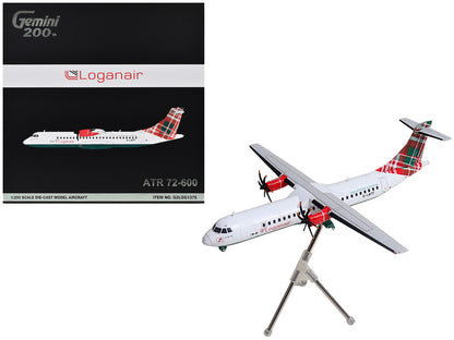 ATR 72-600 Commercial Aircraft "Loganair - Isle of Man's Airline" (G-LMTF) White with Green and Red Plaid Tail "Gemini 200" Series 1/200 Diecast Model Airplane by GeminiJets-DiecastModeler.com