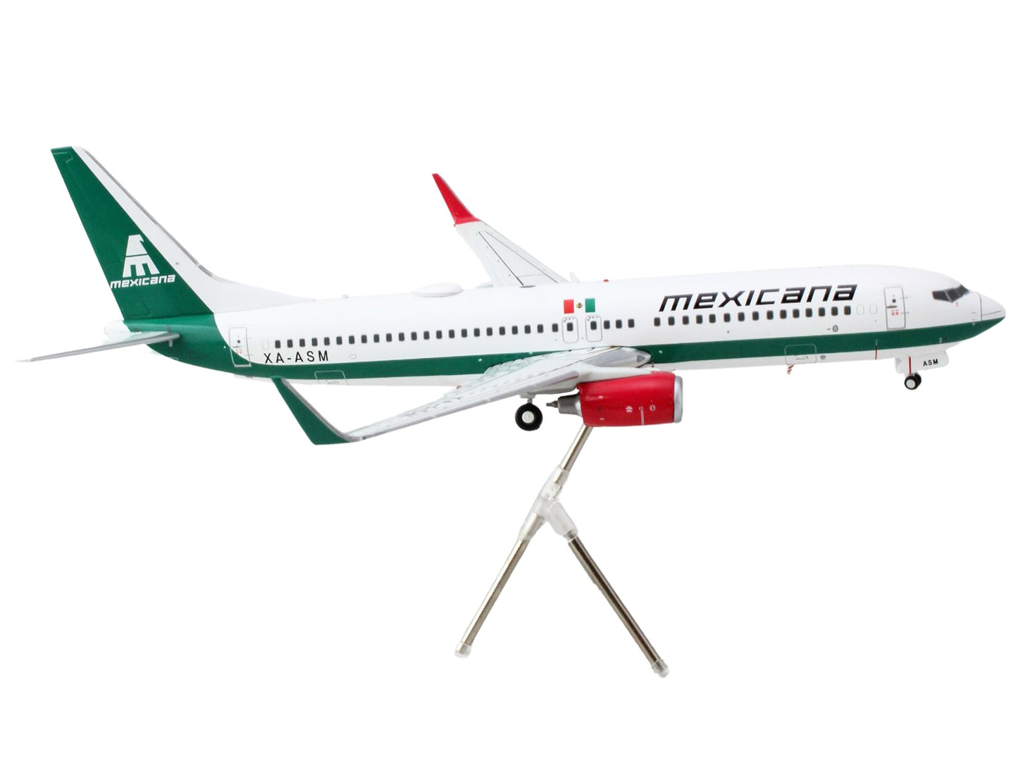 Boeing 737-800 Commercial Aircraft "Mexicana" (XA-ASM) White with Green Stripes "Gemini 200" Series 1/200 Diecast Model Airplane by GeminiJets-DiecastModeler.com