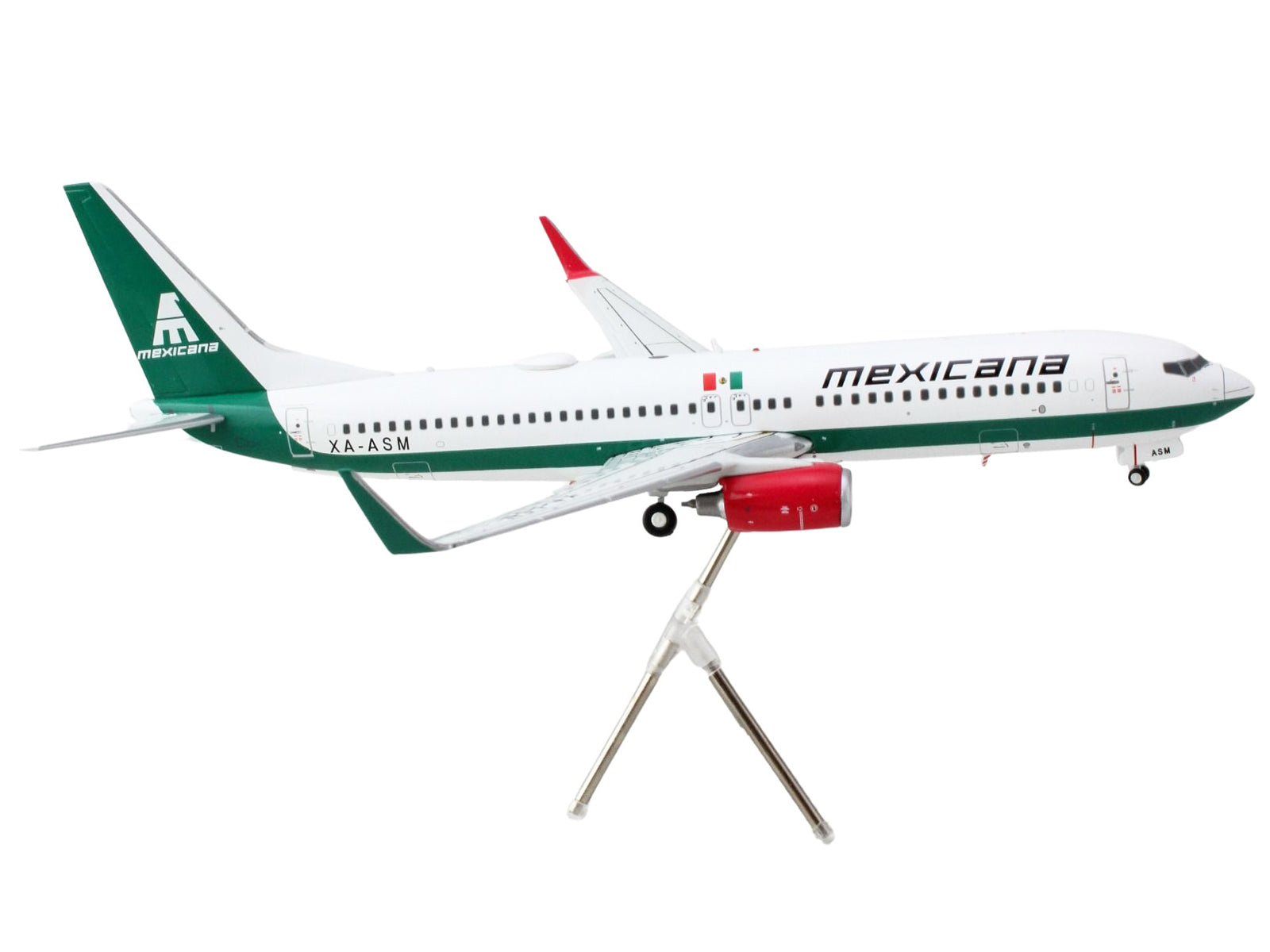 Boeing 737-800 Commercial Aircraft "Mexicana" (XA-ASM) White with Green Stripes "Gemini 200" Series 1/200 Diecast Model Airplane by GeminiJets-DiecastModeler.com