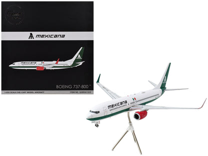 Boeing 737-800 Commercial Aircraft "Mexicana" (XA-ASM) White with Green Stripes "Gemini 200" Series 1/200 Diecast Model Airplane by GeminiJets-DiecastModeler.com