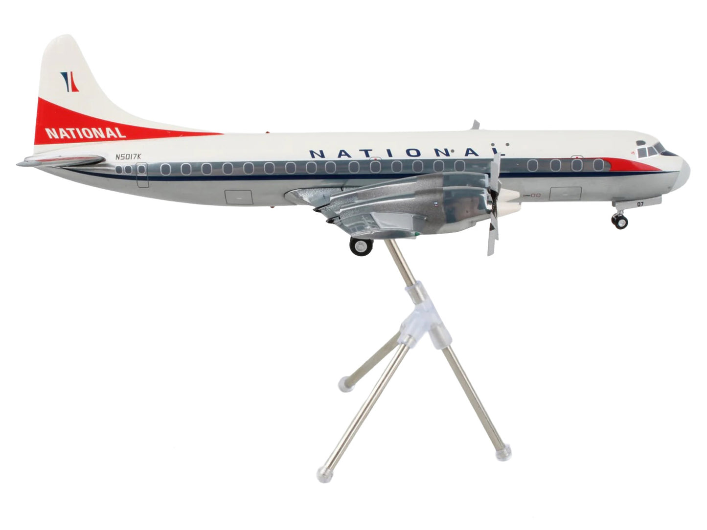 Lockheed L-188 Electra Commercial Aircraft "National Airlines" (N5017K) White and Gray "Gemini 200" Series 1/200 Diecast Model Airplane by GeminiJets-DiecastModeler.com