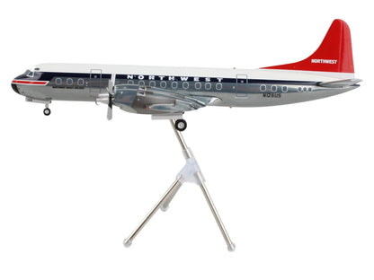 Lockheed L-188 Electra Commercial Aircraft "Northwest Orient" (N128US) White and Gray with Blue Stripes and Red Tail "Gemini 200" Series 1/200 Diecast Model Airplane by GeminiJets