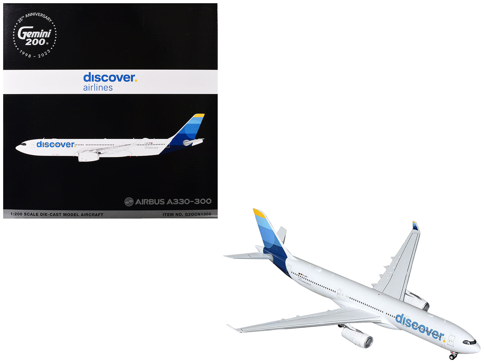 Airbus A330-300 Commercial Aircraft "Discover Airlines" (D-AIKK) White with Blue Tail "Gemini 200" Series 1/200 Diecast Model Airplane by GeminiJets-DiecastModeler.com