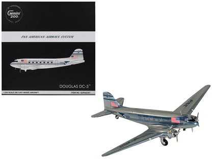 Douglas DC-3 Commercial Aircraft "Pan American Airways" (NC33611) Polished Metal Finish "Gemini 200" Series 1/200 Diecast Model Airplane by GeminiJets