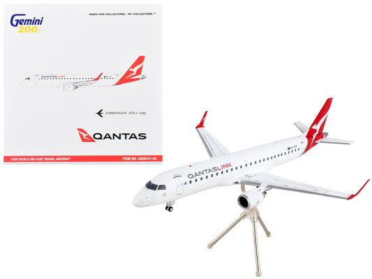 Embraer ERJ-190 Commercial Aircraft "Qantas Airways - QantasLink" White with Red Tail "Gemini 200" Series 1/200 Diecast Model Airplane by GeminiJets-DiecastModeler.com