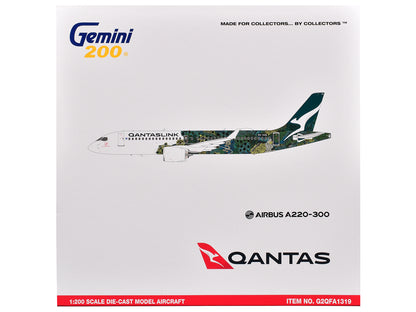 Airbus A220-300 Commercial Aircraft "QantasLink - Minyma Kutjara Tjukurpa Livery" (N531PA) White with Green Graphics "Gemini 200" Series 1/200 Diecast Model Airplane by GeminiJets