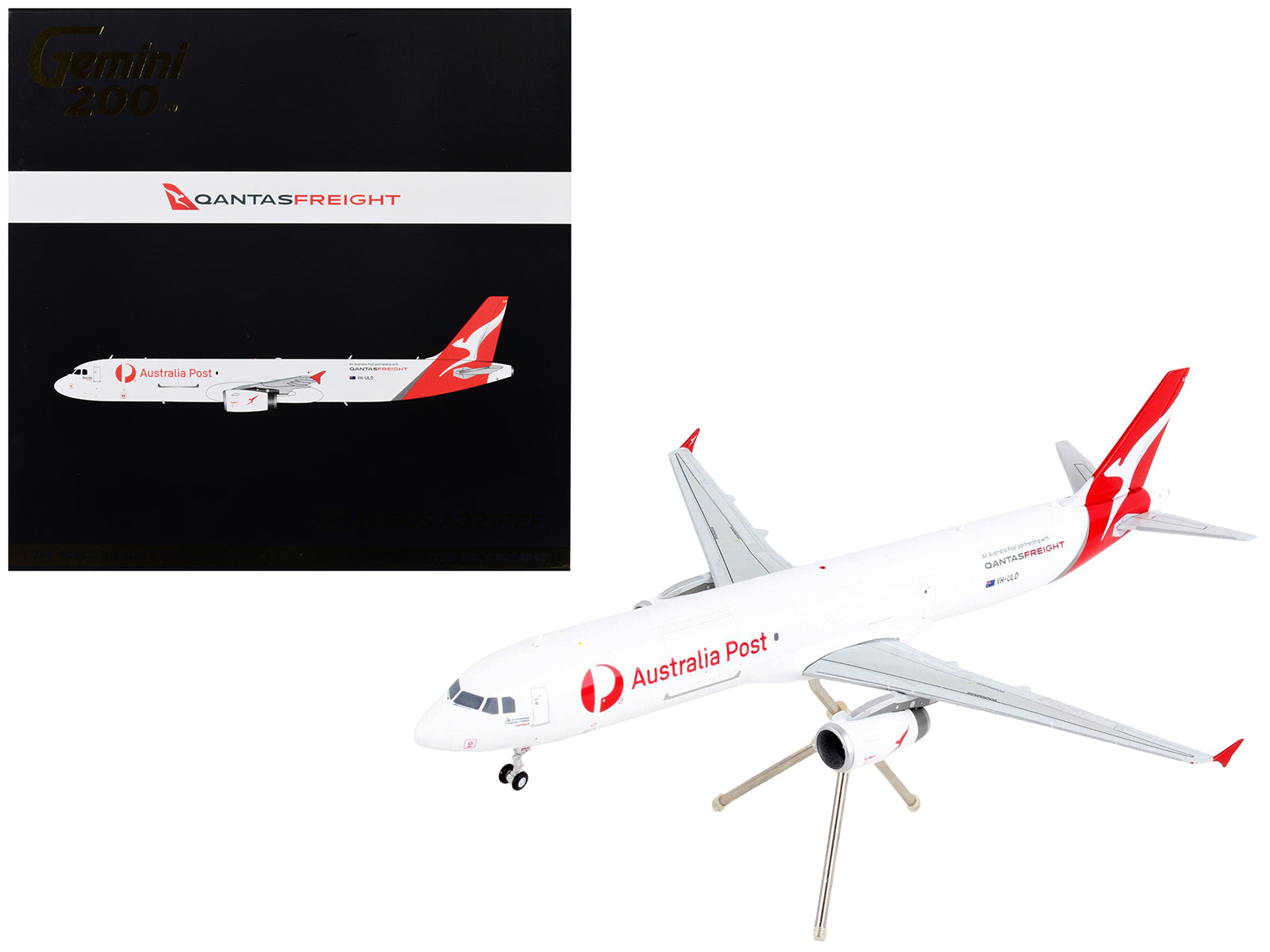Airbus A321P2F Commercial Aircraft "Qantas Freight - Australia Post" White with Red Tail "Gemini 200" Series 1/200 Diecast Model Airplane by GeminiJets-DiecastModeler.com