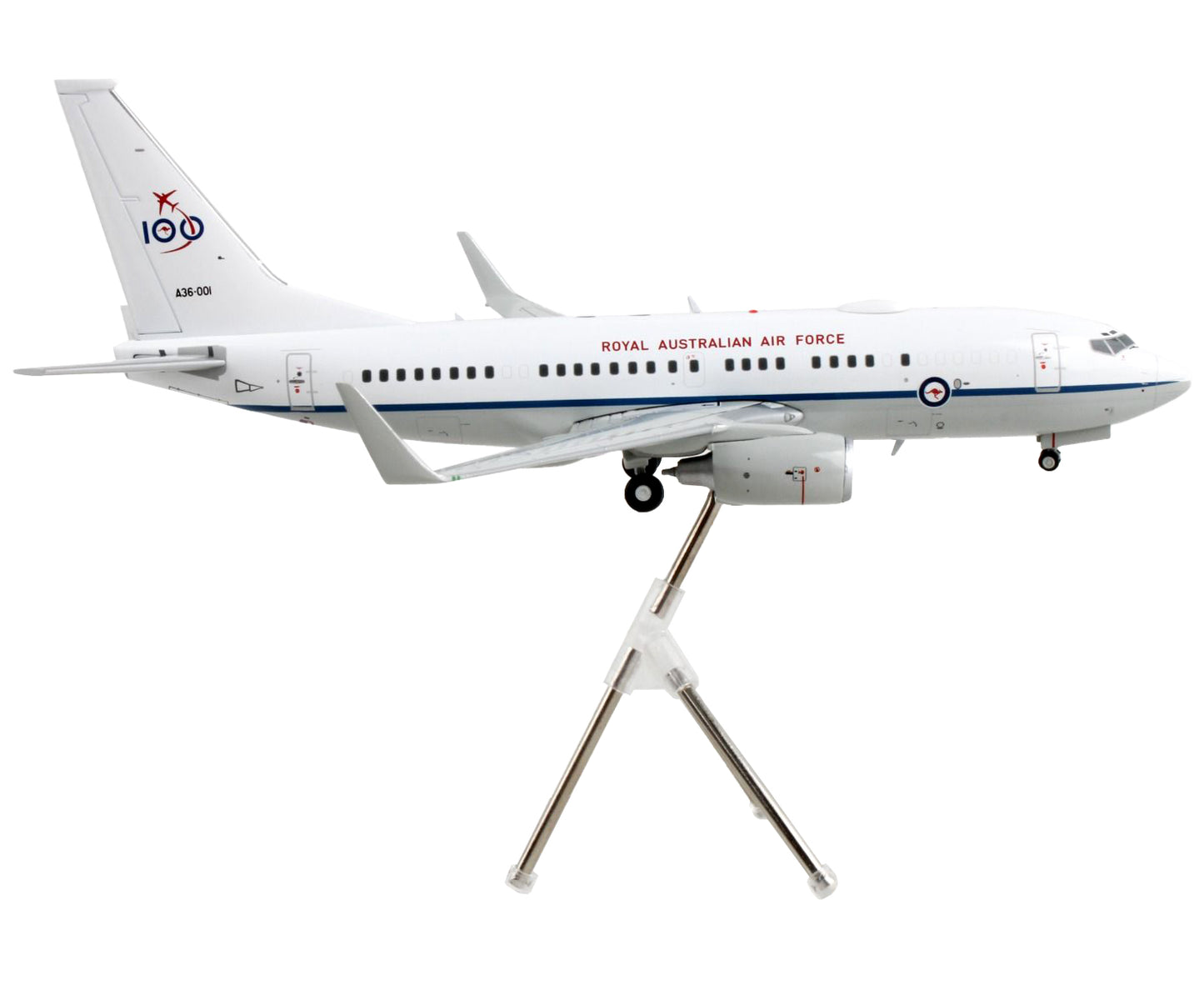 Boeing 737-700 Transport Aircraft "Royal Australian Air Force 100th Anniversary - A36-001" White and Gray "Gemini 200" Series 1/200 Diecast Model Airplane by GeminiJets-DiecastModeler.com