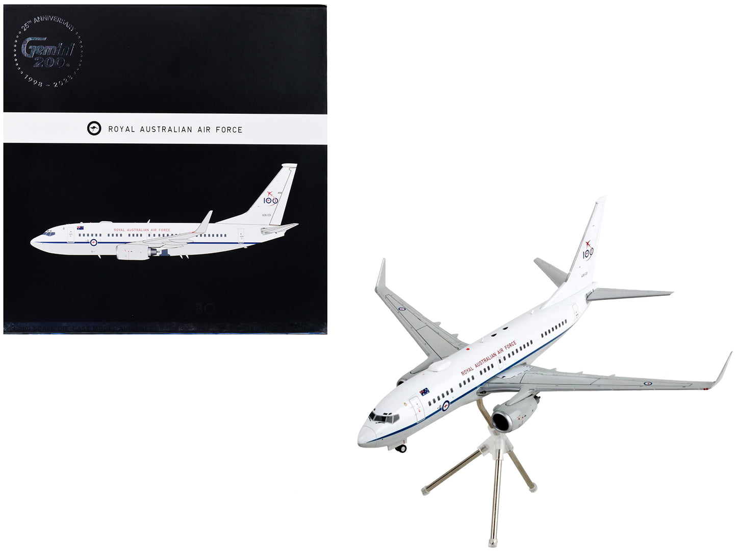 Boeing 737-700 Transport Aircraft "Royal Australian Air Force 100th Anniversary - A36-001" White and Gray "Gemini 200" Series 1/200 Diecast Model Airplane by GeminiJets-DiecastModeler.com