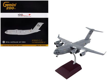 Boeing C-17 Globemaster III Transport Aircraft "Royal Australian Air Force - 100th Anniversary" Gray "Gemini 200" Series 1/200 Diecast Model Airplane by GeminiJets-DiecastModeler.com