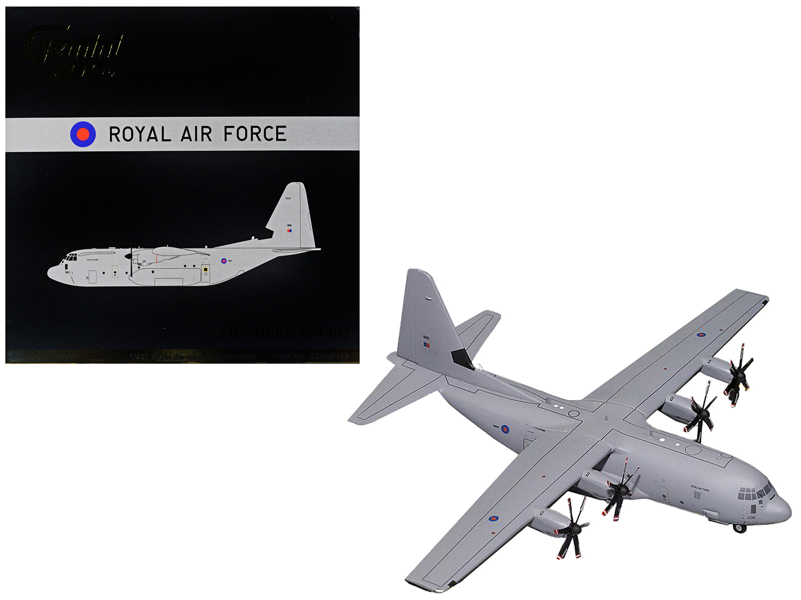 Lockheed C-130J Super Hercules Transport Aircraft "British Royal Air Force" Gray "Gemini 200" Series 1/200 Diecast Model Airplane by GeminiJets-DiecastModeler.com