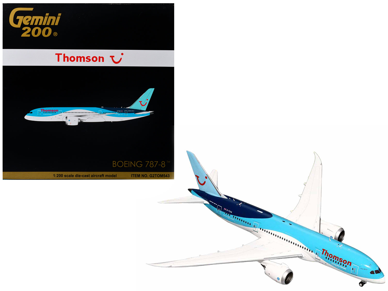 Boeing 787-8 Commercial Aircraft "Thomson - TUI Airways" Blue and White "Gemini 200" Series 1/200 Diecast Model Airplane by GeminiJets-DiecastModeler.com