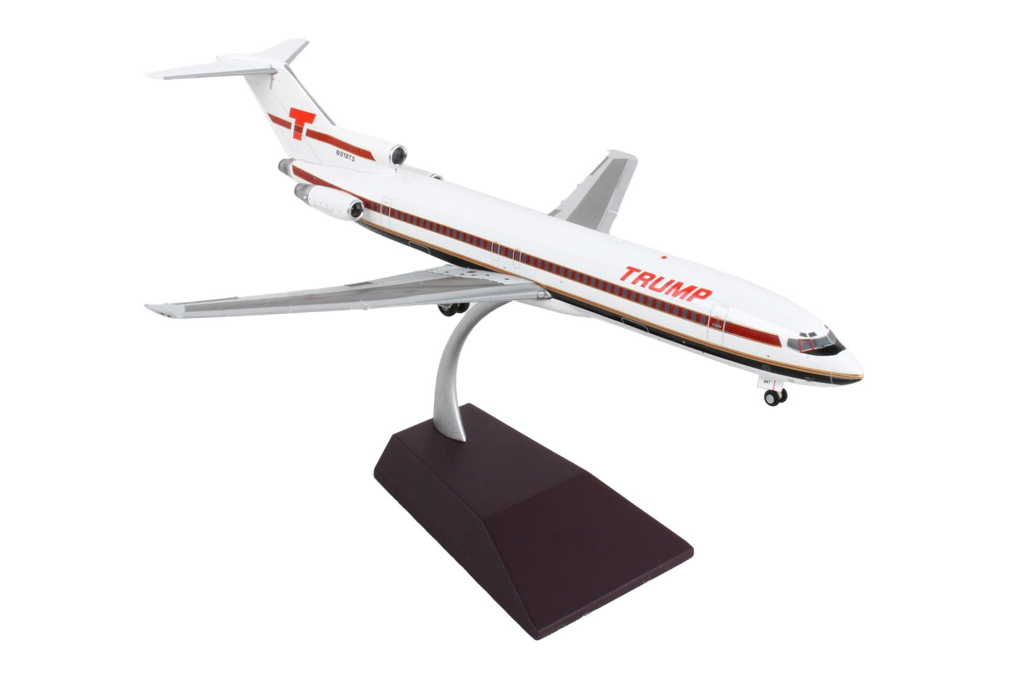 Boeing 727-200 Commercial Aircraft "Trump Shuttle" White with Red Stripes "Gemini 200" Series 1/200 Diecast Model Airplane by GeminiJets-DiecastModeler.com