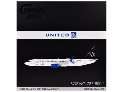 Boeing 737-800 Commercial Aircraft "United Airlines Star Alliance" (N76516) White with Black Tail "Gemini 200" Series 1/200 Diecast Model Airplane by GeminiJets