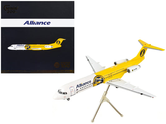 Fokker F100 Commercial Aircraft "Alliance Airlines" White and Yellow "Gemini 200" Series 1/200 Diecast Model Airplane by GeminiJets-DiecastModeler.com