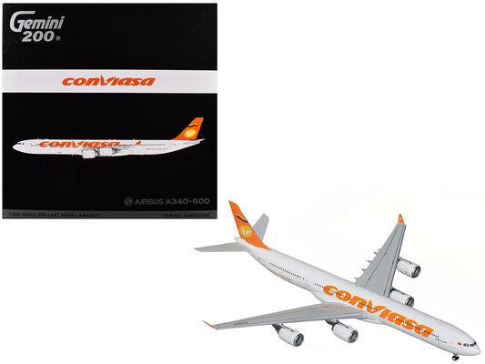 Airbus A340-600 Commercial Aircraft "Linea Aerea Conviasa" (YV3545) White with Orange Tail "Gemini 200" Series 1/200 Diecast Model Airplane by GeminiJets