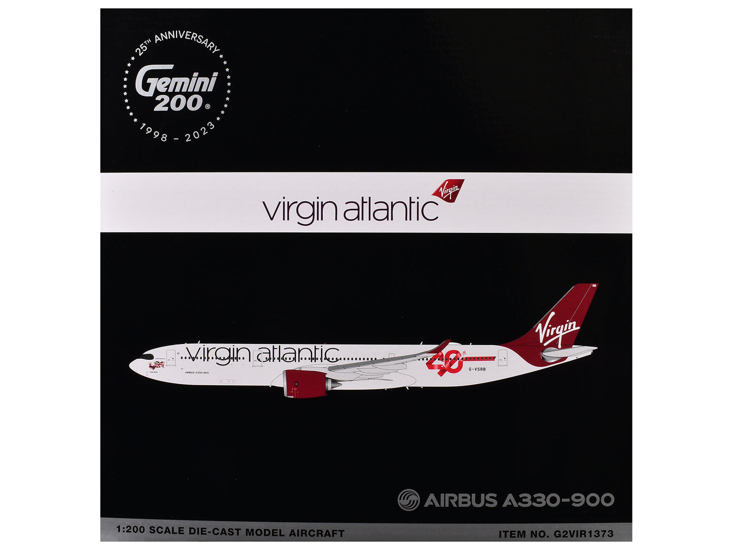 Airbus A330-900 Commercial Aircraft "Virgin Atlantic" (G-VSRB) Gray with Red Tail "Gemini 200" Series 1/200 Diecast Model Airplane by GeminiJets