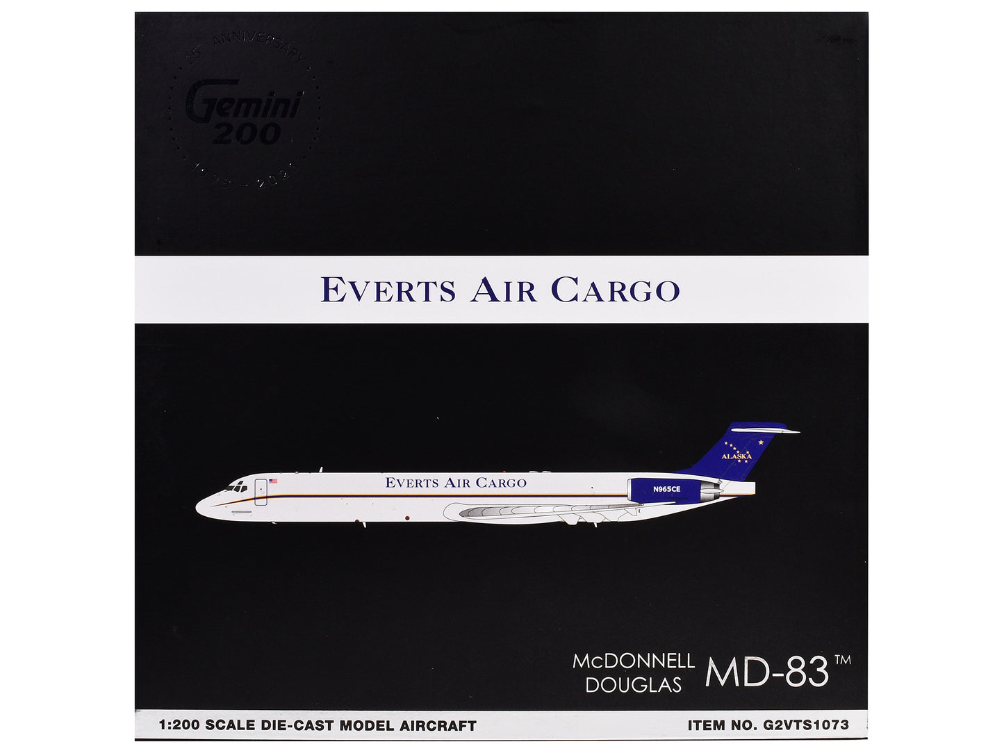 McDonnell Douglas MD-88 Commercial Aircraft "Everts Air Cargo" (N965CE) White with Blue Tail "Gemini 200" Series 1/200 Diecast Model Airplane by GeminiJets-DiecastModeler.com