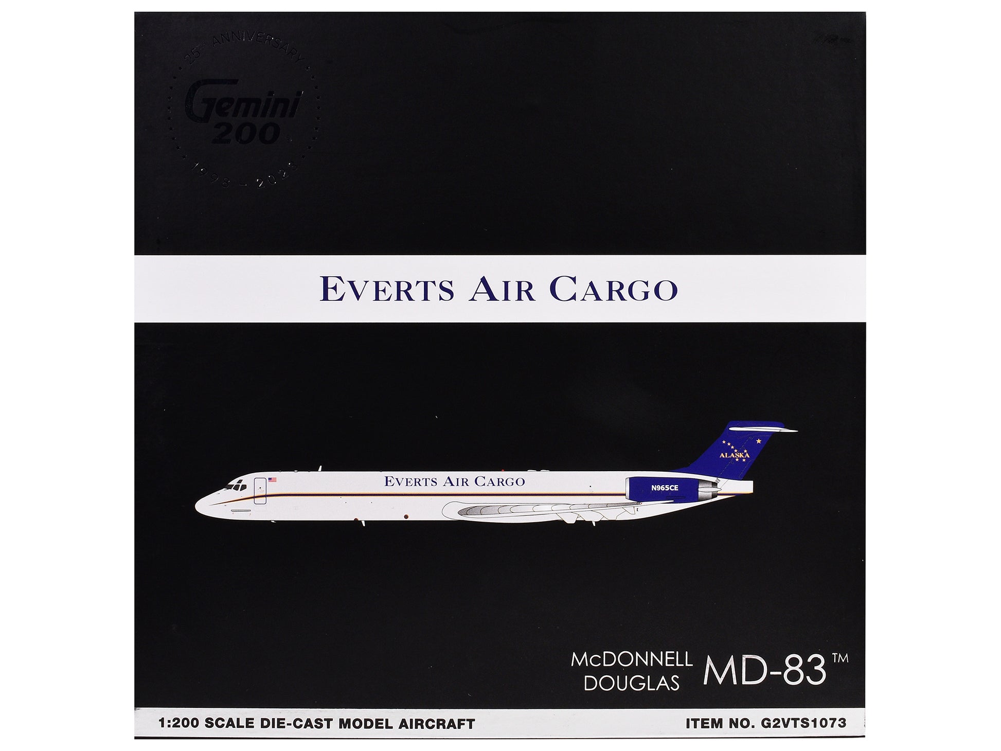 McDonnell Douglas MD-88 Commercial Aircraft "Everts Air Cargo" (N965CE) White with Blue Tail "Gemini 200" Series 1/200 Diecast Model Airplane by GeminiJets-DiecastModeler.com
