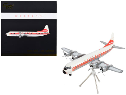 Lockheed L-188 Electra Commercial Aircraft "Western Airlines" White with Red Stripes "Gemini 200" Series 1/200 Diecast Model Airplane by GeminiJets-DiecastModeler.com