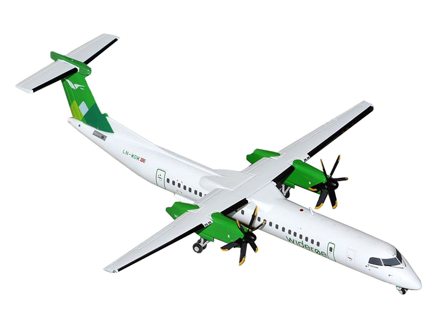 Bombardier Q400 Commercial Aircraft "Wideroe" (LN-WDM) White with Green Tail "Gemini 200" Series 1/200 Diecast Model Airplane by GeminiJets-DiecastModeler.com