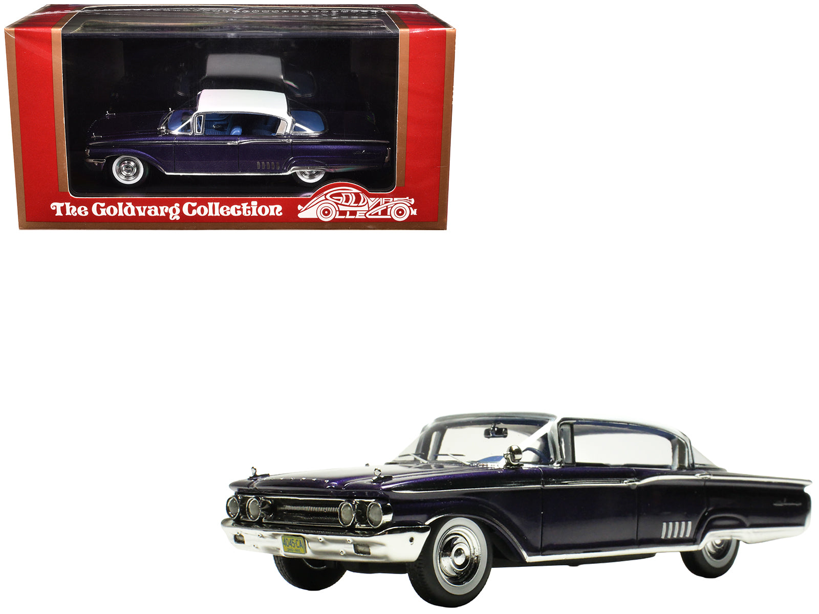 1960 Mercury Park Lane 4 Door Sedan Marine Blue Metallic with White Top and Blue Interior Limited Edition to 200 pieces Worldwide 1/43 Model Car by Goldvarg Collection-DiecastModeler.com