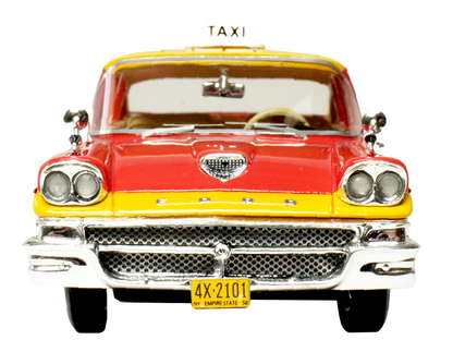 1958 Ford Custom 300 Taxi Cab "Kind Taxi Co." Red and Yellow with Yellow Interior Limited Edition to 200 pieces Worldwide 1/43 Model Car by Goldvarg Collection