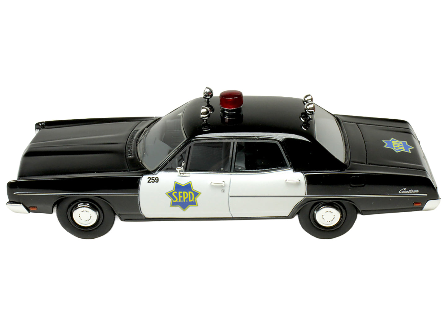 1970 Ford Custom Police Car "San Francisco Police Department" Black and White Limited Edition to 200 pieces Worldwide 1/43 Model Car by Goldvarg Collection