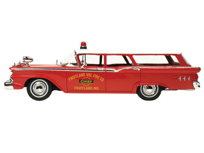 1959 Ford Country Squire "Fruitland MD Fire Chief" Red with White Top Limited Edition to 200 pieces Worldwide 1/43 Model Car by Goldvarg Collection