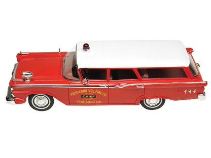 1959 Ford Country Squire "Fruitland MD Fire Chief" Red with White Top Limited Edition to 200 pieces Worldwide 1/43 Model Car by Goldvarg Collection