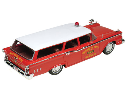1959 Ford Country Squire "Fruitland MD Fire Chief" Red with White Top Limited Edition to 200 pieces Worldwide 1/43 Model Car by Goldvarg Collection
