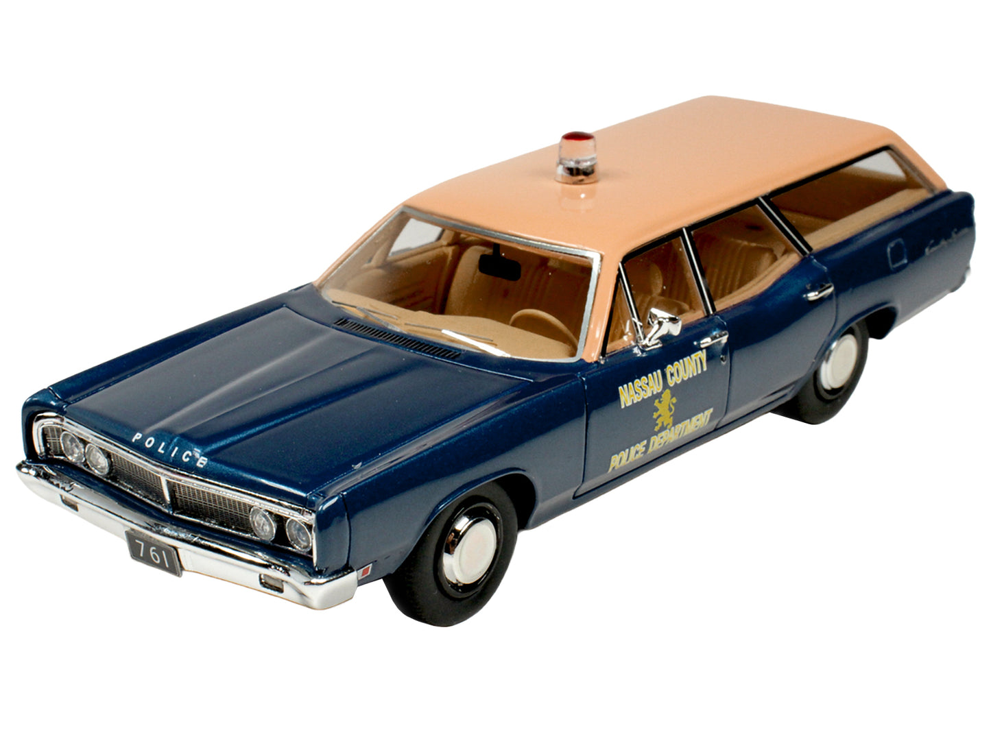 1970 Ford Country Squire Wagon Police Car "Nassau County Police Department" Blue and Tan Limited Edition to 200 pieces Worldwide 1/43 Model Car by Goldvarg Collection