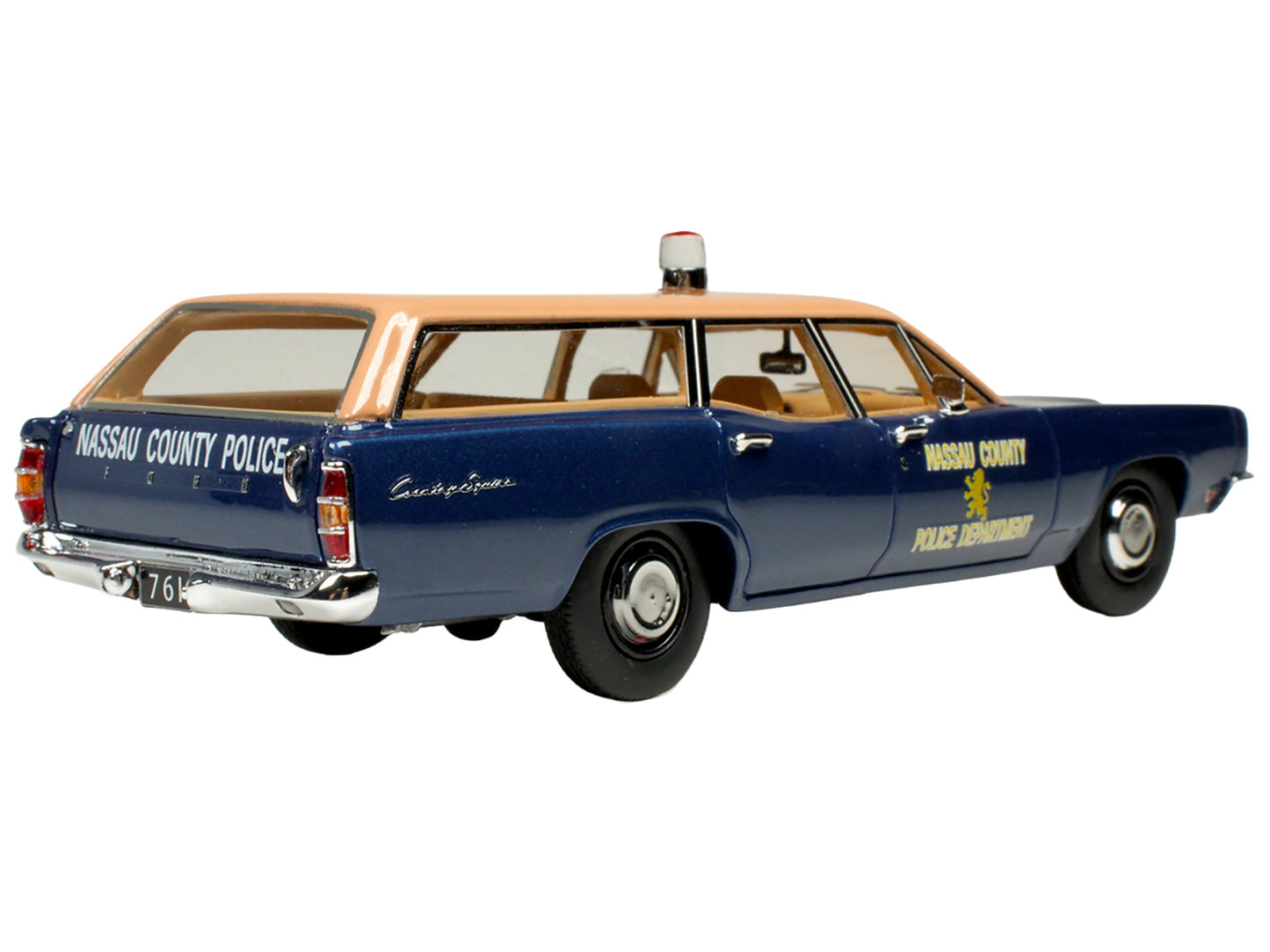 1970 Ford Country Squire Wagon Police Car "Nassau County Police Department" Blue and Tan Limited Edition to 200 pieces Worldwide 1/43 Model Car by Goldvarg Collection