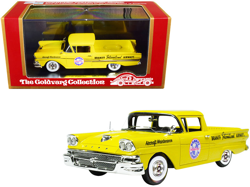 1958 Ford Ranchero Aircraft Maintenance Car Yellow "Braniff International Airways" Limited Edition to 125 pieces Worldwide 1/43 Model Car by Goldvarg Collection-DiecastModeler.com