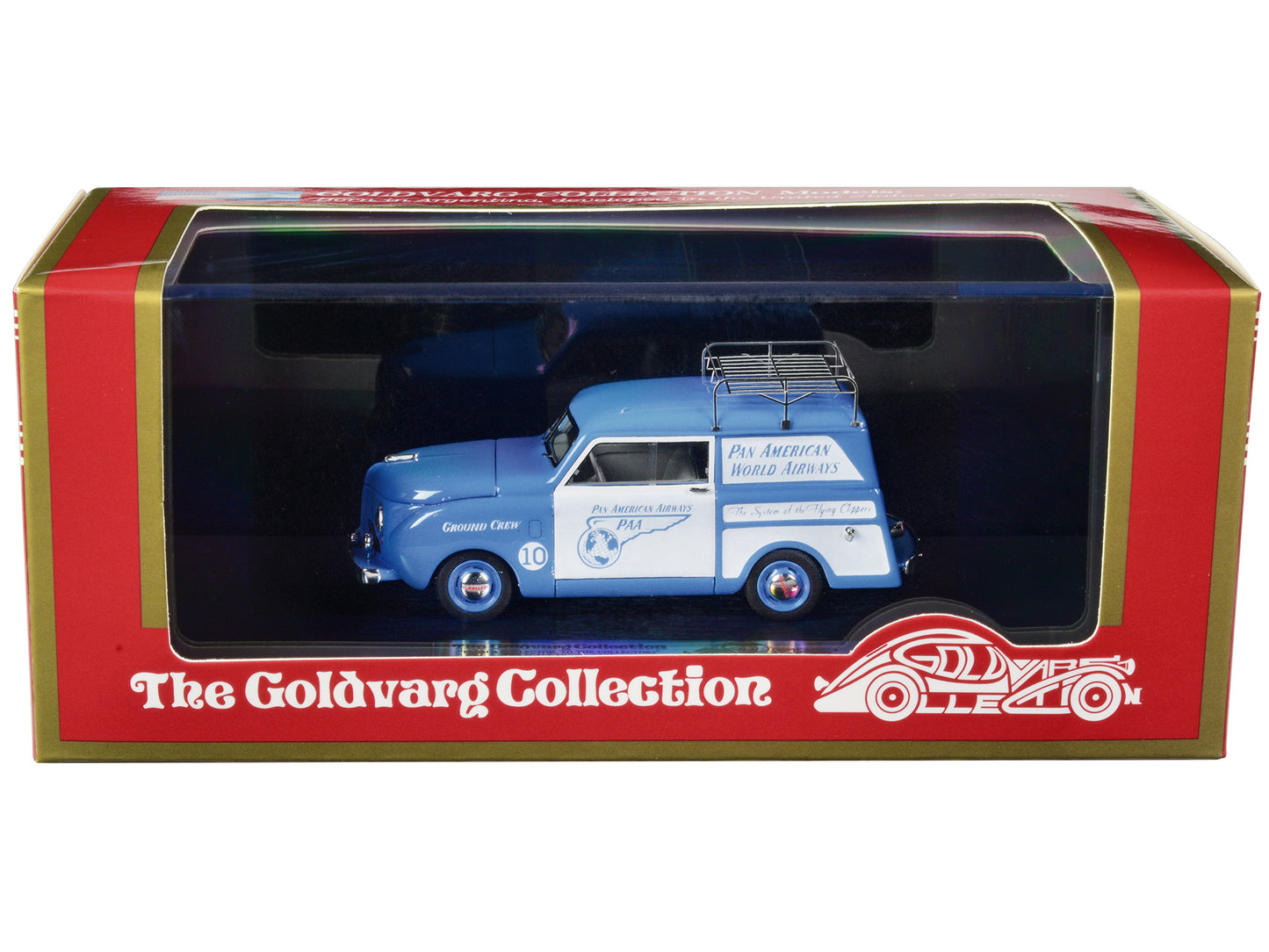 1948 Crosley Station Wagon Blue and White "Pan American Airways Ground Crew" with Roof Rack Limited Edition to 240 pieces Worldwide 1/43 Model Car by Goldvarg Collection-DiecastModeler.com