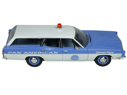1970 Ford Galaxie Station Wagon Blue and White with Blue Interior "Pan-American Airlines Ground Crew" Limited Edition to 180 pieces Worldwide 1/43 Model Car by Goldvarg Collection-DiecastModeler.com