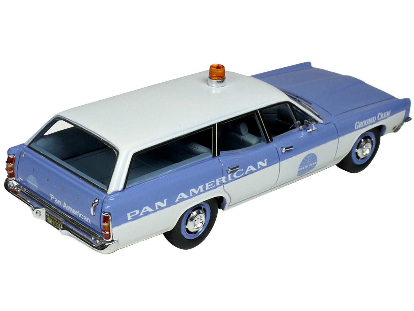 1970 Ford Galaxie Station Wagon Blue and White with Blue Interior "Pan-American Airlines Ground Crew" Limited Edition to 180 pieces Worldwide 1/43 Model Car by Goldvarg Collection-DiecastModeler.com