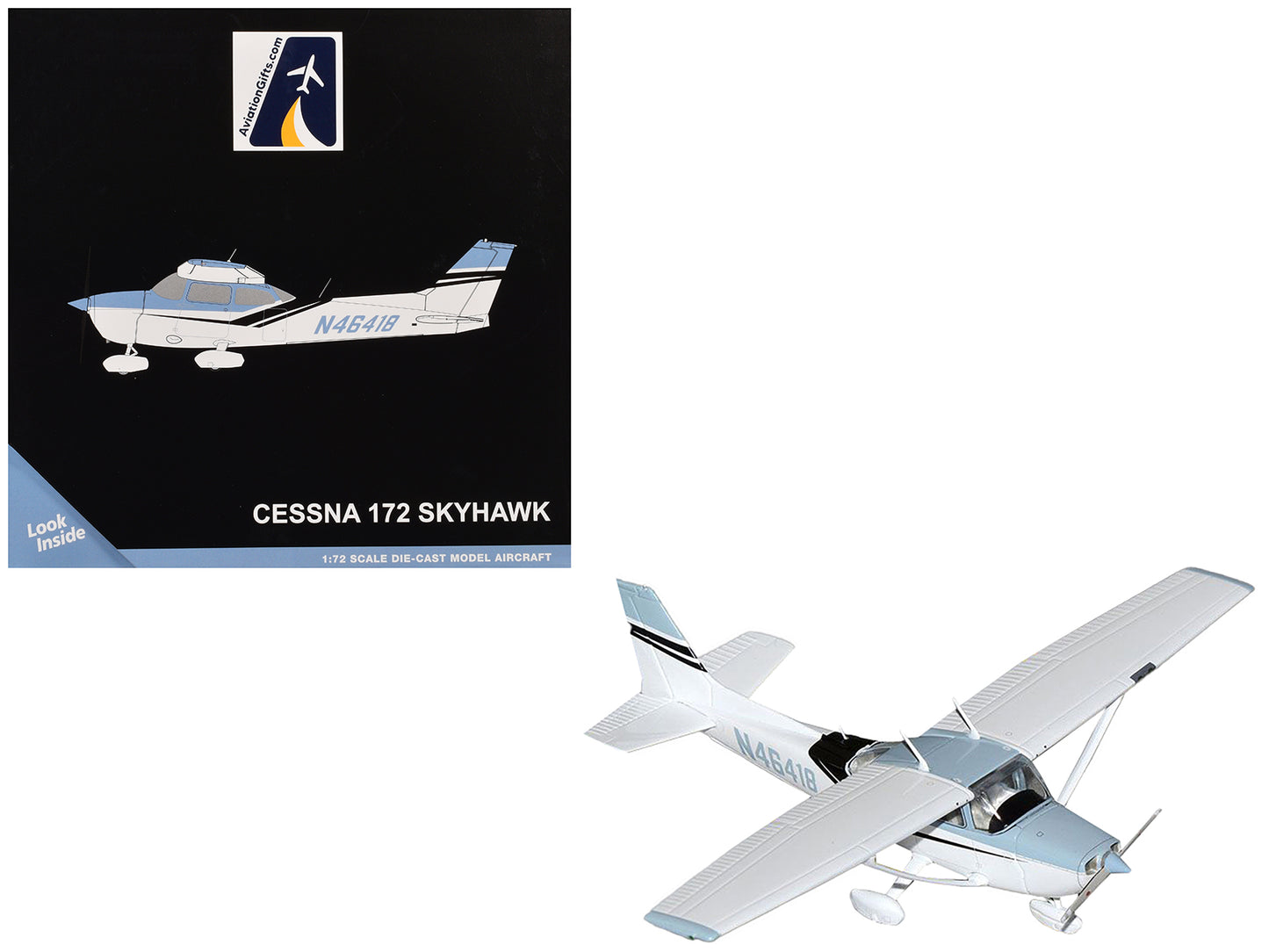 Cessna 172 Skyhawk Aircraft "N46418" Light Blue and White "Gemini General Aviation" Series 1/72 Diecast Model Airplane by GeminiJets