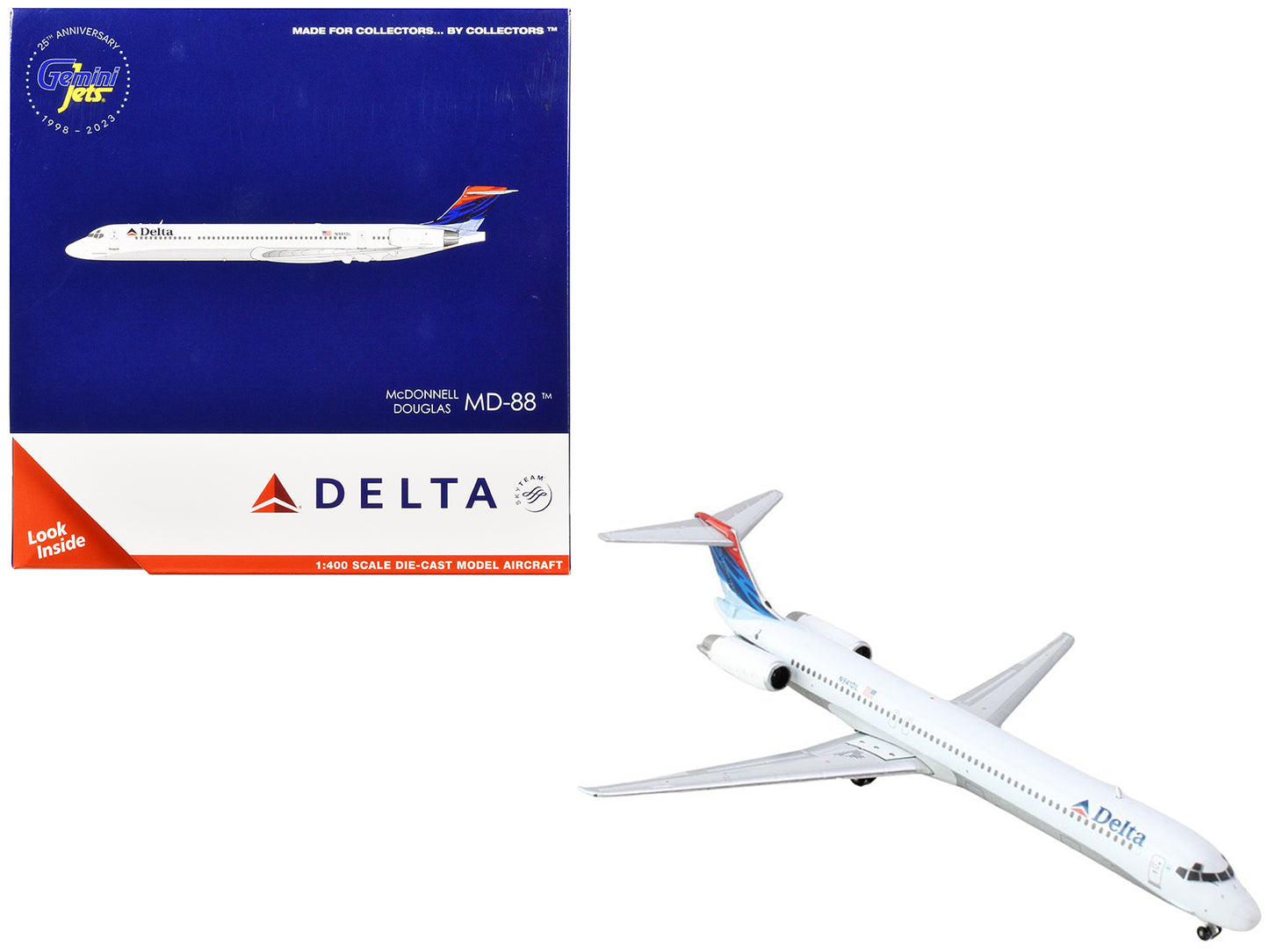 McDonnell Douglas MD-88 Commercial Aircraft &quot;Delta Air Lines&quot; (N941DL) White with Red and Blue Tail 1/400 Diecast Model Airplane by GeminiJets