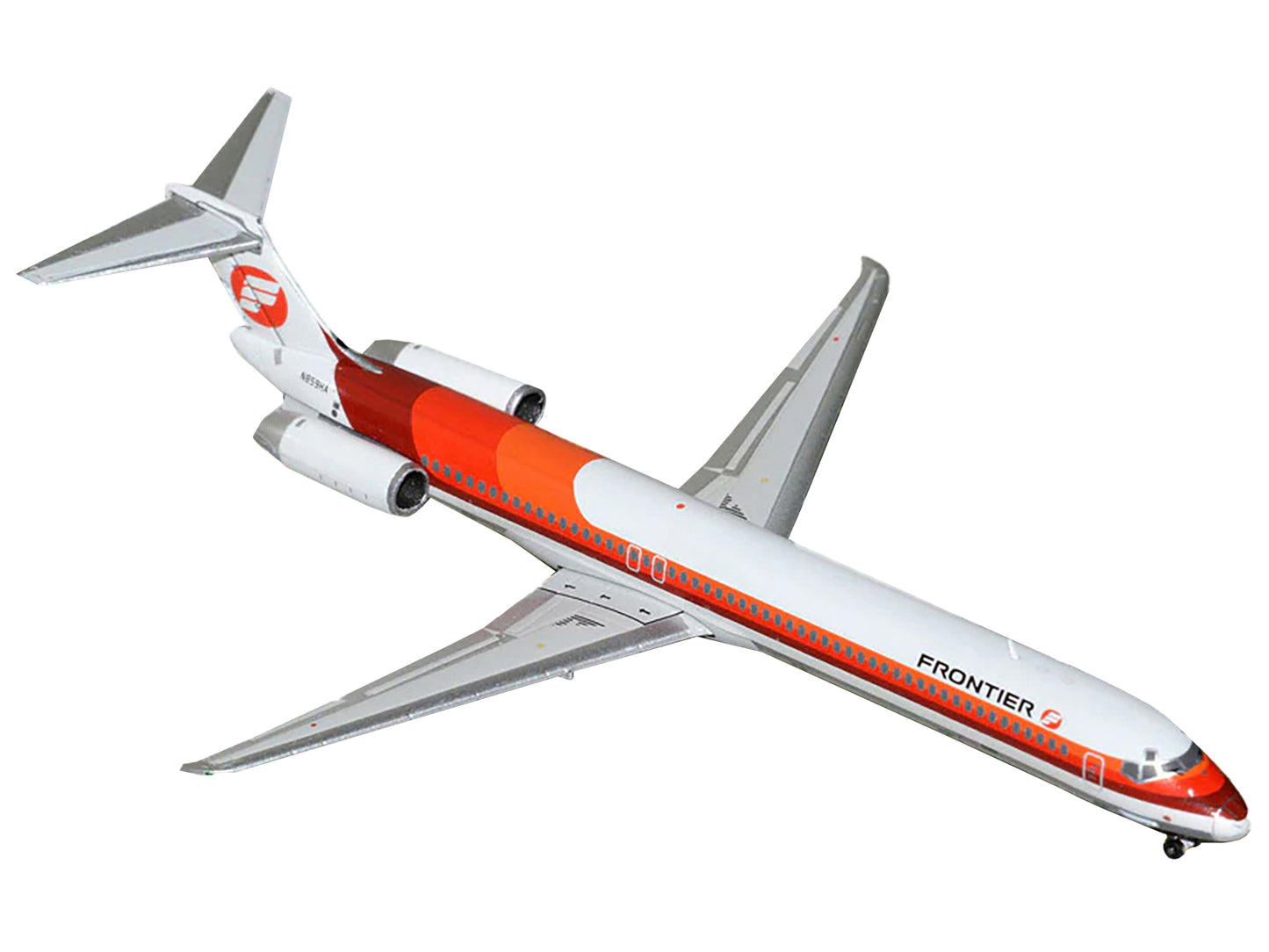 McDonnell Douglas MD-81 Commercial Aircraft "Frontier Airlines" (N859HA) White with Stripes 1/400 Diecast Model Airplane by GeminiJets