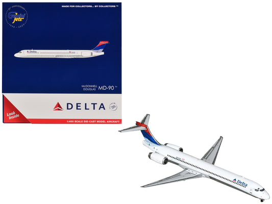 McDonnell Douglas MD-90 Commercial Aircraft "Delta Air Lines" (N910DN) White with Blue and Red Tail 1/400 Diecast Model Airplane by GeminiJets-DiecastModeler.com